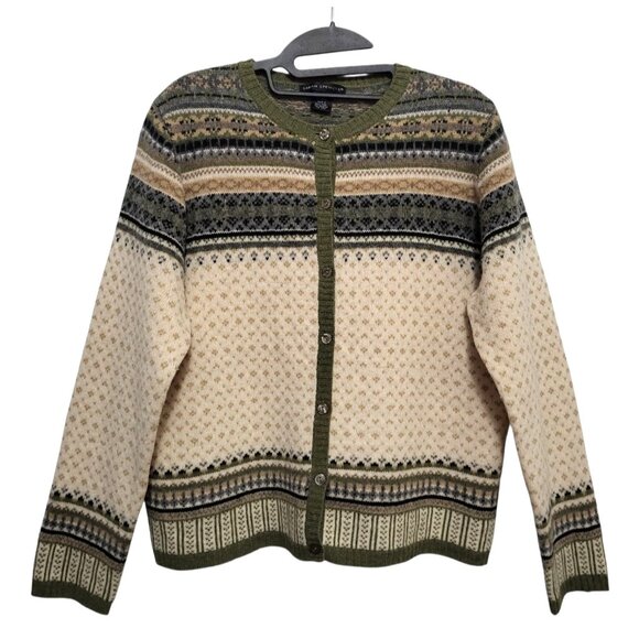 Vintage Fair Isle Lambswool Cardigan Nordic Knit Sweater - Picture 3 of 11